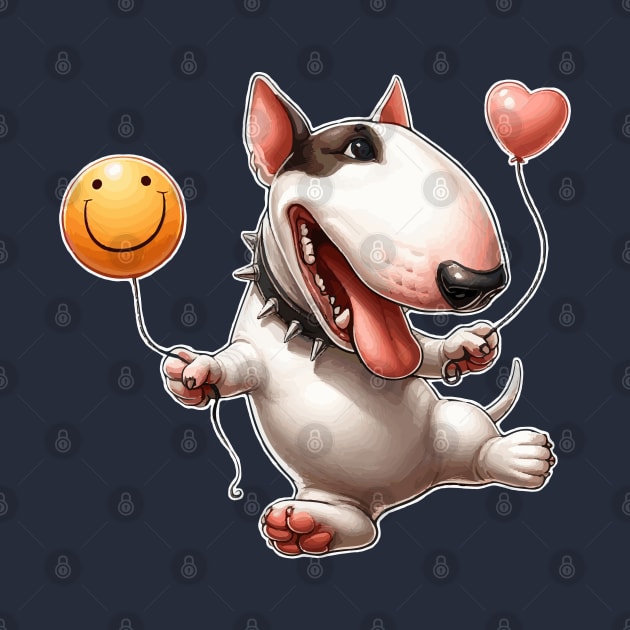 Bull Terrier with balloons by Noewi