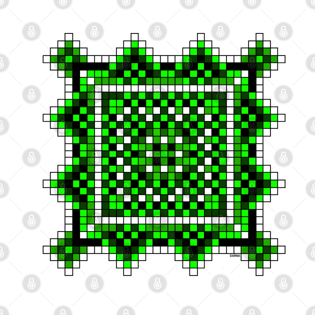 pixelated green mandala by DARNA