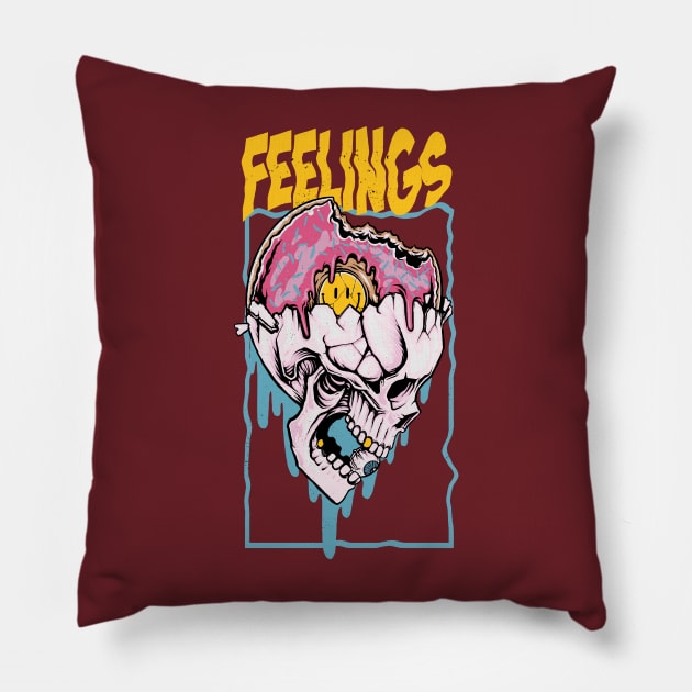 feelings donut skull Pillow by Mako Design 