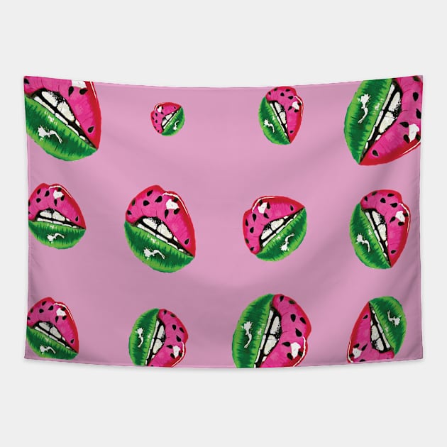 melon lips pattern Tapestry by lazykitty