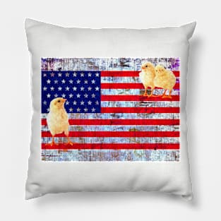 Chicken US Flag Pillow