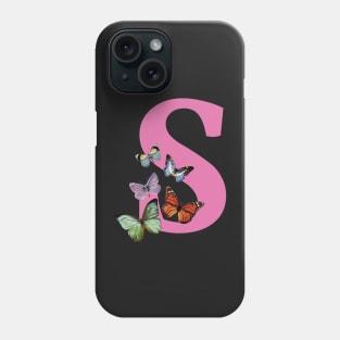 Letter pink S with colorful butterflies Phone Case