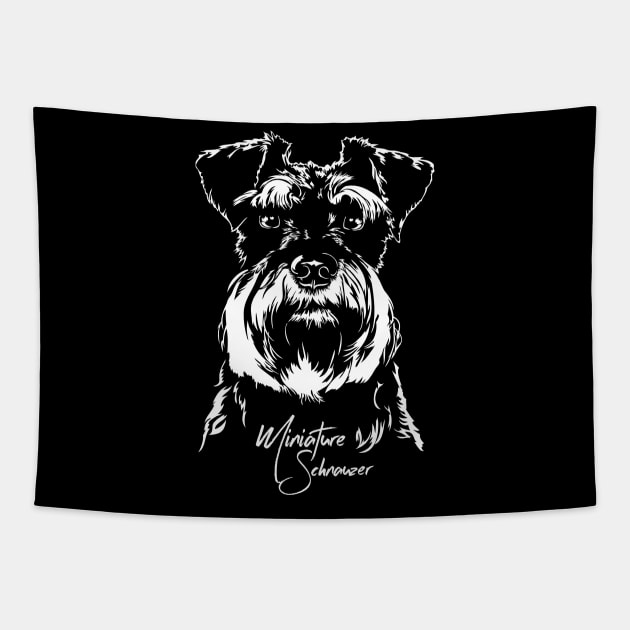 Miniature Schnauzer dog portrait Tapestry by wilsigns