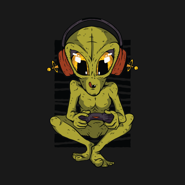 Humor Alien Gamer design, Gaming Tee Gift, Space Lover by Blue Zebra