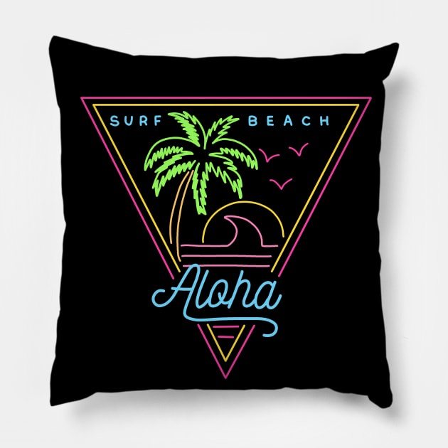 Surf Beach Pillow by valentinahramov