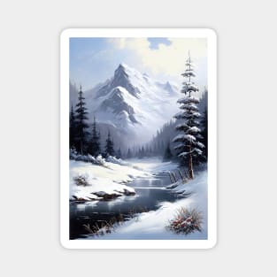 Snowy Mountains - Oil Paint Magnet