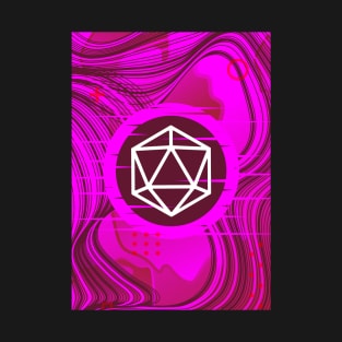 Pink Glitch Polyhedral D20 Dice Tabletop RPG T-Shirt