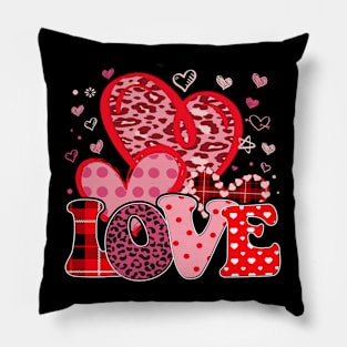 Leopard Heart - Buffalo Plaid Heart Valentine Day  Love Heart Pillow