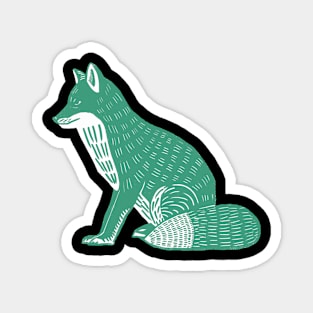 Awesome Cute Fox Woodcut Print Style Magnet