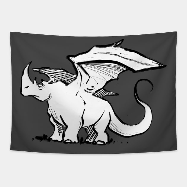 Rhinoceros dragon Tapestry by Jason's Doodles