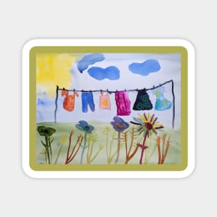 Colorful Clothes on the Line Magnet