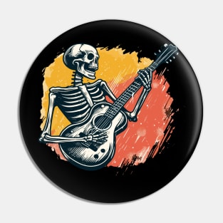 Skeleton Playing Guitar Rock Band Pin