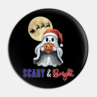 Scary and Bright | Chibi Halloween Ghost in a Santa Hat Pin