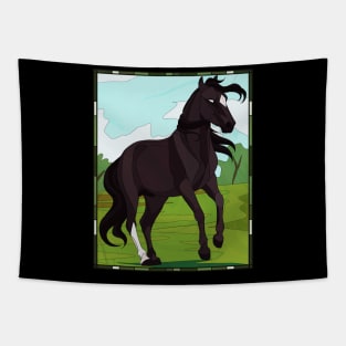 Black Beauty Stained Glass Art Tapestry