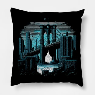 Brooklyn Bridge Pixel Art Pillow