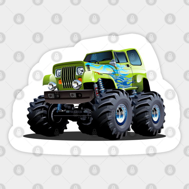 Cartoon monster truck - Cartoon Car - Sticker | TeePublic Cartoon monster truck - Cartoon Car - Sticker | TeePublic