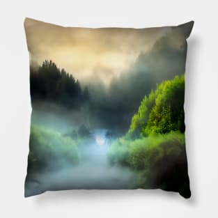 Foggy mountain Pillow