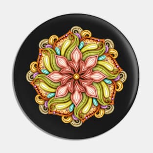 Colored Pattern with Mandala Motifs Pin