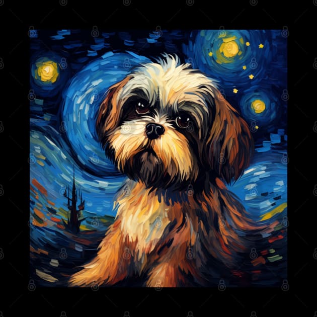 Dark Brown Shih Tzu Night by NatashaCuteShop