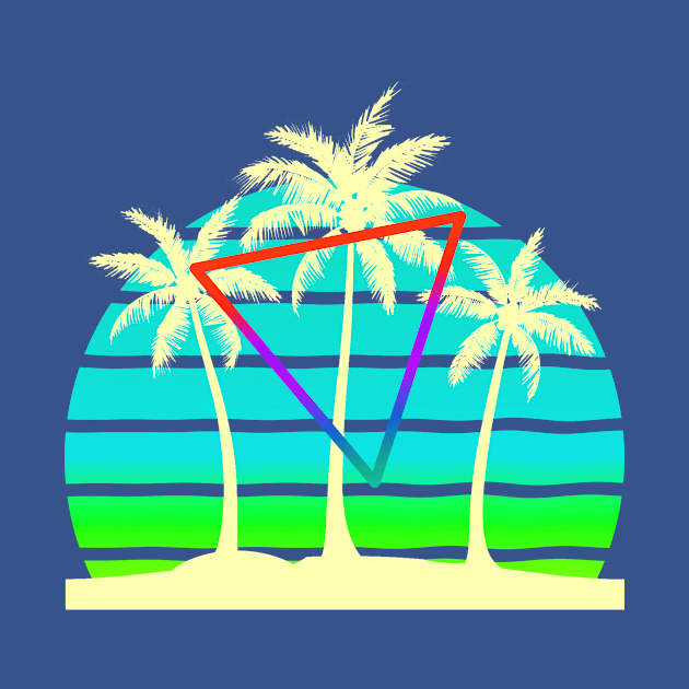 *0s Retro Beach Palm trees Sunset by AlondraHanley