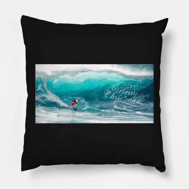 Santa Claus Surf Pillow by Crazyartsale