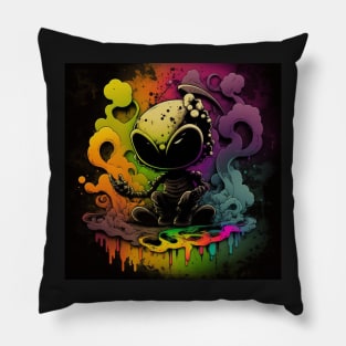 Cosmic Alien Two Splatter Paint Pillow