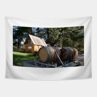 Wine Barrels at Magpie Springs Adelaide Hills Wine Region - Fleurieu Peninsula - by South Australian artist Avril Thomas Tapestry