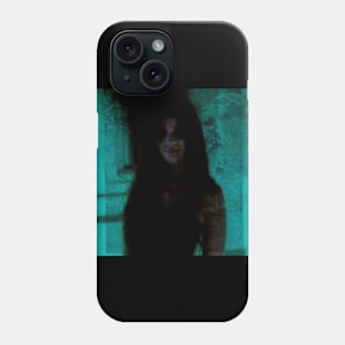 Portrait, digital collage and special processing. Somewhat scary, but pleasant girl. Dark side. Aquamarine. Phone Case