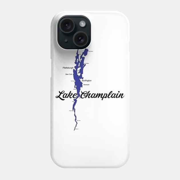 Lake Champlain Map Phone Case by ACGraphics