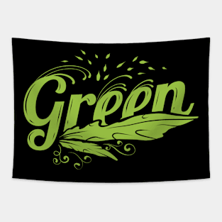 Green Leave and Seeds Logo, Go Vegan Tapestry