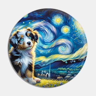 Starry Miniature American Shepherd Portrait - Dog Portrait Pin