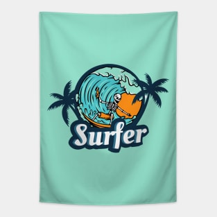 Skull Surfer Surfing Lover Tapestry