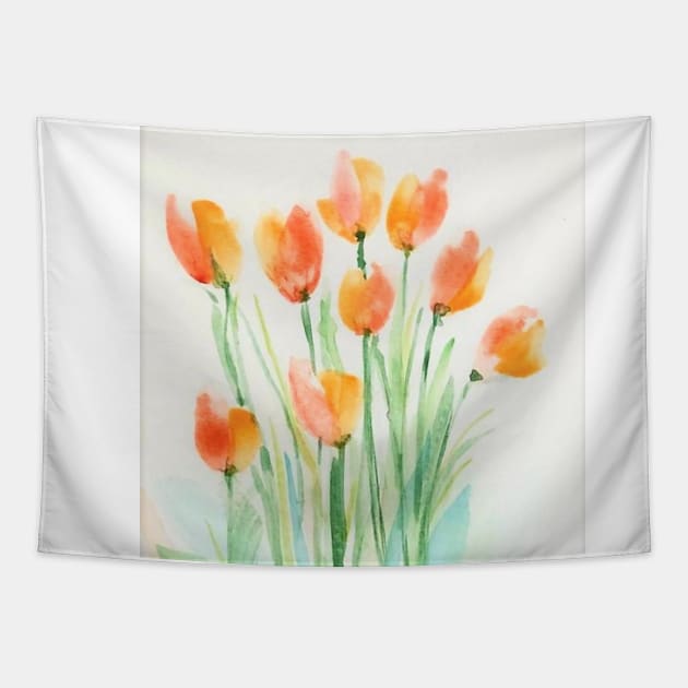 Bunch of Tulips in Watercolor Tapestry by Tstafford