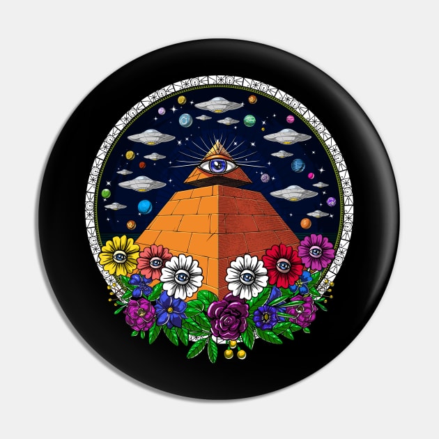 Egyptian Pyramid Alien UFO Pin by underheaven