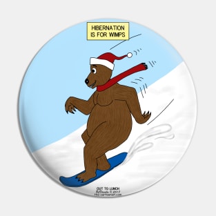 Bear on a Snowboard Pin