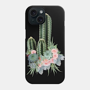 Succulents plants and pink roses Phone Case