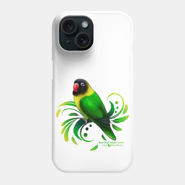 Green Black Masked Lovebird Phone Case by Sylvanmistart