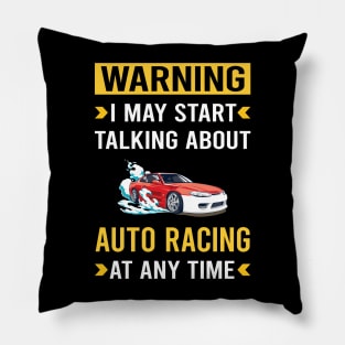 Warning Auto Racing Automotive Autosport Pillow