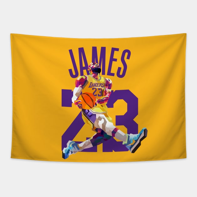 Lebron James Dunk Lakers Tapestry by awangwidyatama