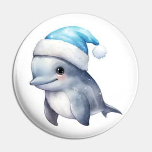 Bottlenose Dolphin in Santa Hat Pin