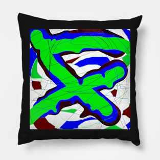 Bright green and blue Pillow