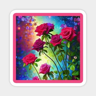 Red Roses In Bloom Magnet