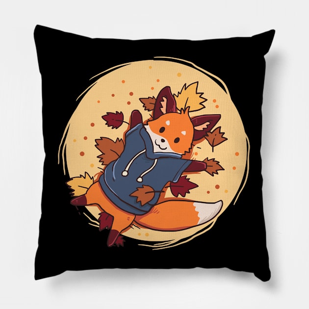 Cute Fox In Autumn Fox Forest Animal Pillow by alcoshirts