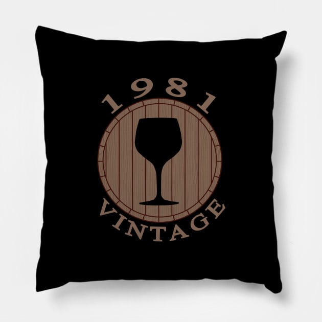 Vintage Wine Lover Birthday 1981 Pillow by TMBTM