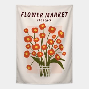 Flower market print, Florence, Posters aesthetic, Cute red flowers, Cottagecore decor, Retro Tapestry