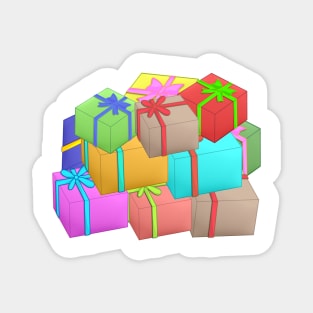 Gift box with ribbon big group pattern background Magnet