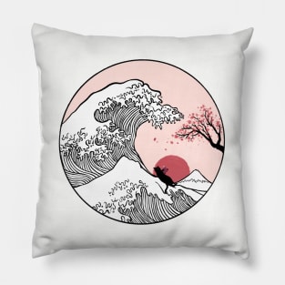 Great Wave of cat reader Pillow