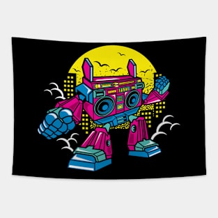 Comic Boombox Robot Tapestry