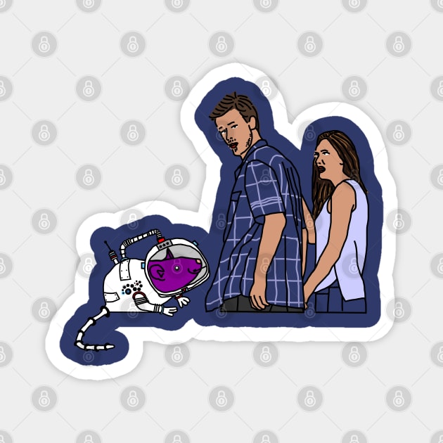 Distracted Boyfriend Space Rat Magnet by ellenhenryart