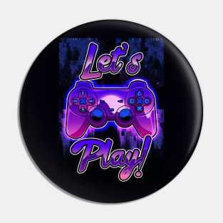 let's play game Joystick gaming quotes Vaporwave 80s Pin